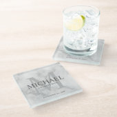 Classy Marble Personalized Groomsmen Glazen Onderzetter (Schuin)