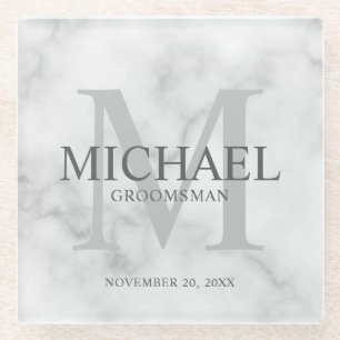 Classy Marble Personalized Groomsmen Glazen Onderzetter
