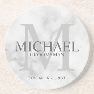 Classy Marble Personalized Groomsmen Zandsteen Onderzetter