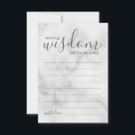 Classy Marble Wedding Advice and Wishes Card Advieskaart<br><div class="desc">Voeg een persoonlijke aanraking aan uw bruiloft toe met een modern manuscript trouwadvies en wenst kaart. Dit advisekaart kenmerkt titel "woorden van wijsheid"met details in vervalsingsmanuscript en sans serif doopvontstijl op witte marmer achtergrond. Ideaal voor bruiloft,  baby shower,  verjaardagsfeest,  vrijgezellenfeest,  bachelorette en alle speciale gelegenheden.</div>