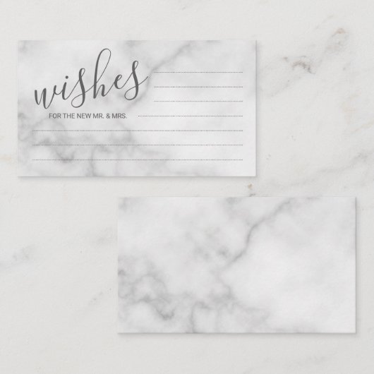 Classy Marble Wedding Advice and Wishes Card Advieskaart (Voorkant / Achterkant)