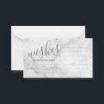 Classy Marble Wedding Advice and Wishes Card Advieskaart<br><div class="desc">Voeg een persoonlijke aanraking toe aan uw bruiloft met een modern trouwadvies en een wenskaart. Deze advieskaart bevat een titel in de grijze moderne stijl van het scriptlettertype en details in de grijze moderne sans serif lettertypestijl op de witte marmer achtergrond. Ideaal voor bruiloft, baby shower, verjaardagsfeest, vrijgezellenfeest, bachelorette en...</div>