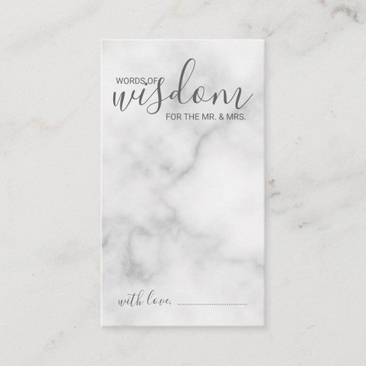 Classy Marble Wedding Advice and Wishes Card Advieskaart (Voorkant)