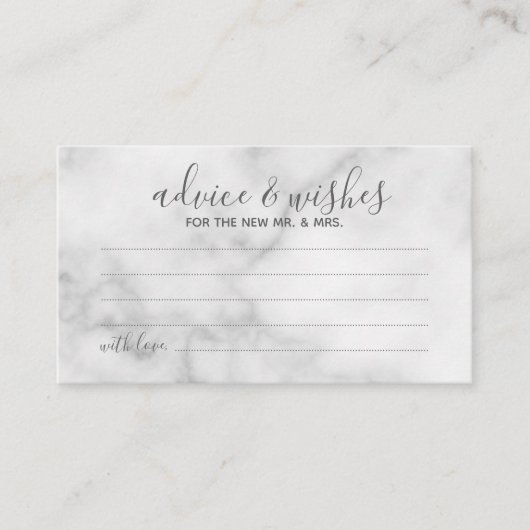 Classy Marble Wedding Advice and Wishes Card Advieskaart (Voorkant)