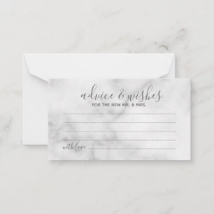 Classy Marble Wedding Advice and Wishes Card Advieskaart