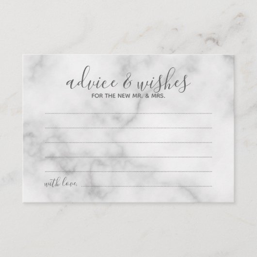 Classy Marble Wedding Advice and Wishes Card Advieskaart (Voorkant)