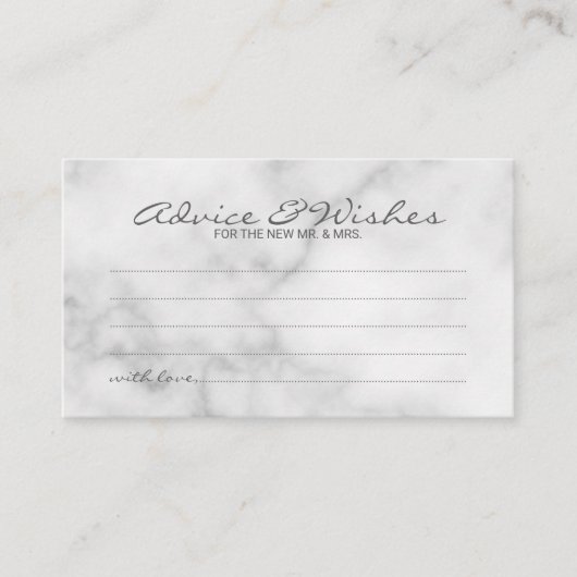 Classy Marble Wedding Advice and Wishes Card Advieskaart (Voorkant)