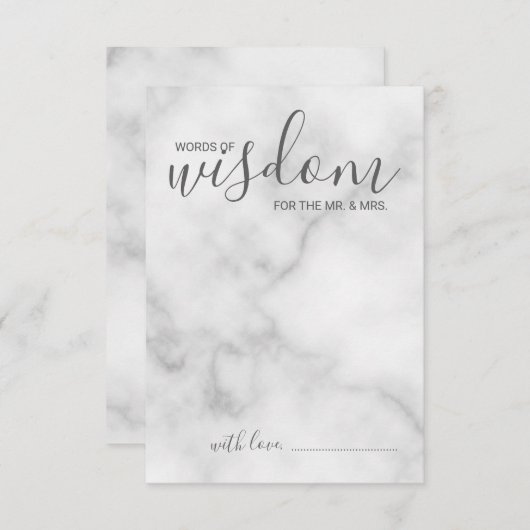 Classy Marble Wedding Advice and Wishes Card Advieskaart (Voorkant / Achterkant)