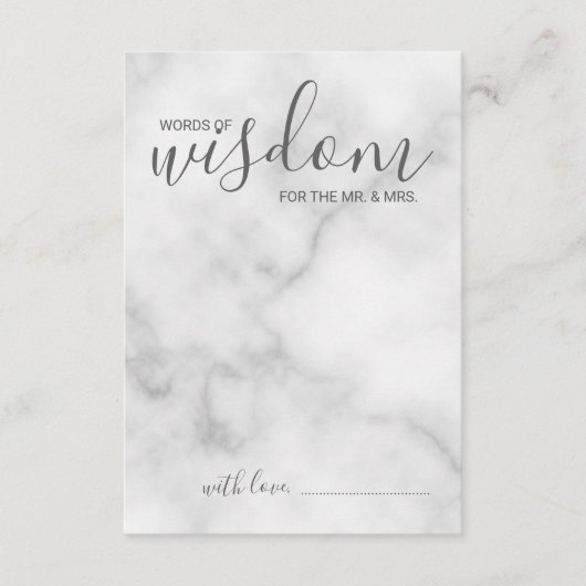Classy Marble Wedding Advice and Wishes Card Advieskaart (Voorkant)