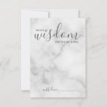 Classy Marble Wedding Advice and Wishes Card Advieskaart<br><div class="desc">Voeg een persoonlijke aanraking aan uw bruiloft toe met een modern manuscript trouwadvies en wenst kaart. Deze advieskaart bevat de titel 'Woorden van wijsheid' met details in grijs script en sans serif font style on white marble background. Ideaal voor bruiloft,  baby shower,  verjaardagsfeest,  vrijgezellenfeest,  bachelorette en alle speciale gelegenheden.</div>