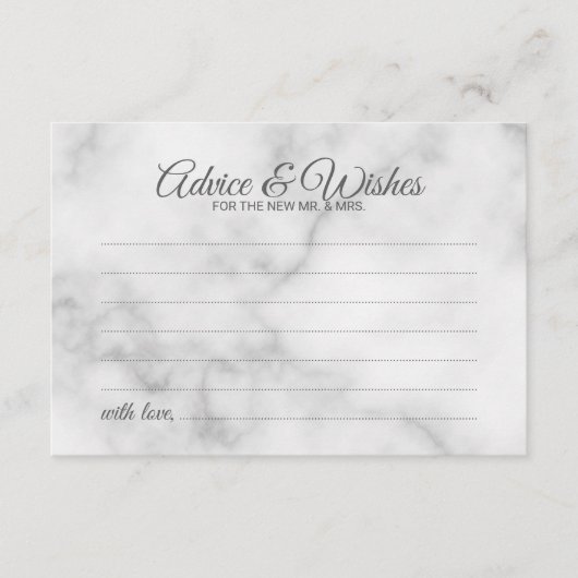 Classy Marble Wedding Advice and Wishes Card Advieskaart (Voorkant)