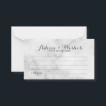 Classy Marble Wedding Advice and Wishes Card Advieskaart<br><div class="desc">Voeg een persoonlijke aanraking toe aan uw bruiloft met een elegante trouwraad en wenskaart. Deze advieskaart heeft een titel in de grijze moderne, elegante lettertypestijl voor calligrafie en details in de grijze moderne sans serif lettertypestijl op de witte marmer achtergrond. Ideaal voor bruiloft, baby shower, verjaardagsfeest, vrijgezellenfeest, bachelorette en alle...</div>