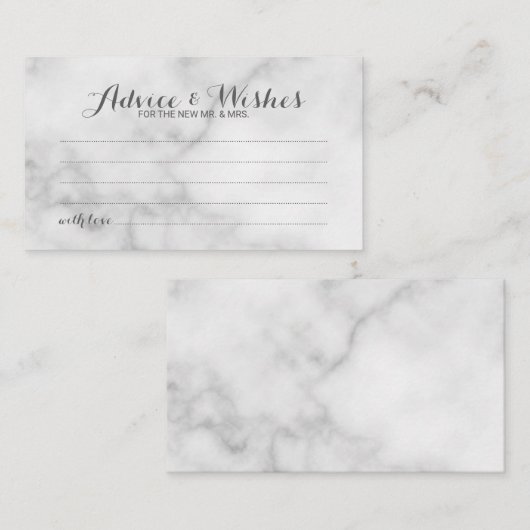 Classy Marble Wedding Advice and Wishes Card Advieskaart (Voorkant / Achterkant)