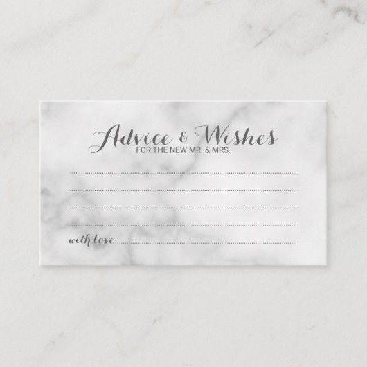 Classy Marble Wedding Advice and Wishes Card Advieskaart (Voorkant)