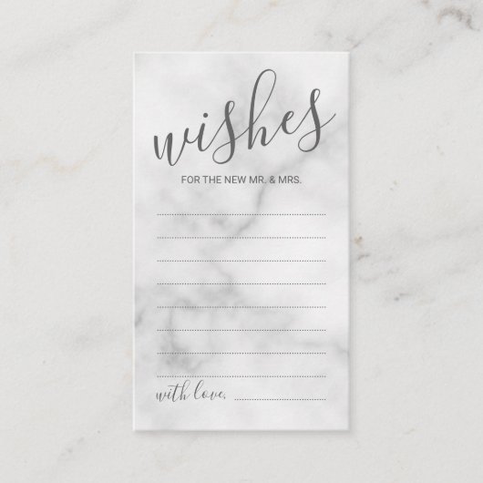 Classy Marble Wedding Advice and Wishes Card Advieskaart (Voorkant)