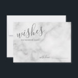 Classy Marble Wedding Advice and Wishes Card Advieskaart<br><div class="desc">Voeg een persoonlijke aanraking aan uw bruiloft toe met een modern manuscript trouwadvies en wenst kaart. Deze advieskaart is voorzien van een titel in de grijze, moderne lettertypestijl voor kalligrafie en van details in de grijze moderne sans serif lettertypestijl op de witte marmer achtergrond. Ideaal voor bruiloft, baby shower, verjaardagsfeest,...</div>