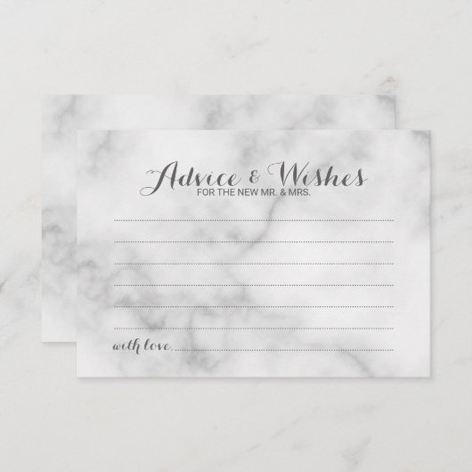 Classy Marble Wedding Advice and Wishes Card Advieskaart (Voorkant / Achterkant)