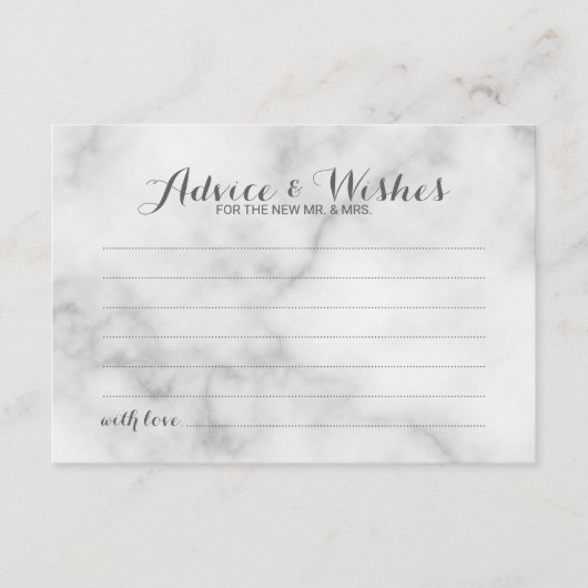 Classy Marble Wedding Advice and Wishes Card Advieskaart (Voorkant)