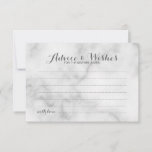 Classy Marble Wedding Advice and Wishes Card Advieskaart<br><div class="desc">Voeg een persoonlijke aanraking toe aan uw bruiloft met een elegante trouwraad en wenskaart. Deze advieskaart bevat een titel in de grijze moderne, elegante lettertypestijl voor calligrafie en details in de grijze sans serif lettertypestijl op de witte marmer achtergrond. Ideaal voor bruiloft, baby shower, verjaardagsfeest, vrijgezellenfeest, bachelorette en alle speciale...</div>