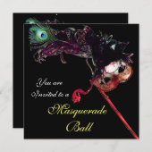 CLASSY MARDI GRAS MASKERBAL MASKER ,Zwart Kaart (Voorkant / Achterkant)