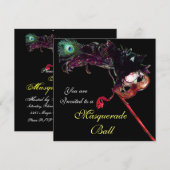 CLASSY MARDI GRAS MASQUERADEBAL MASKER ,Zwart Kaart (Voorkant / Achterkant)