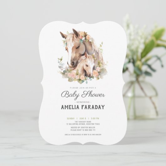 Classy Mare en Veulenpaard baby shower Kaart (Staand voorkant)