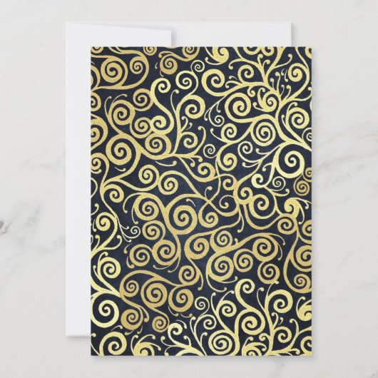 Classy marineblauw en goud swirl chique Vrijgezell Kaart (Achterkant)