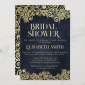 Classy marineblauw en goud swirl chique Vrijgezell Kaart (Voorkant / Achterkant)