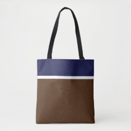 Classy marineblauw wit bovenste strepen op cacaobr tote bag