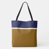 Classy marineblauw witte strepen op warm bruin tote bag (Achterkant)