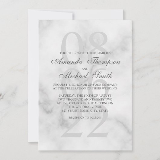 Classy Marmer Elegant Bruiloft Kaart (Voorkant)