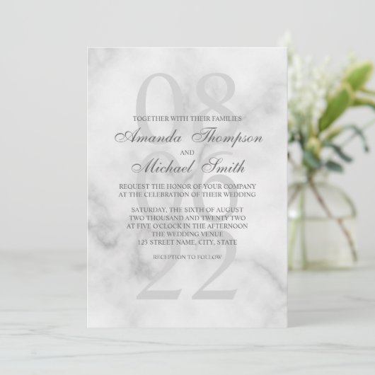 Classy Marmer Elegant Bruiloft Kaart (Staand voorkant)
