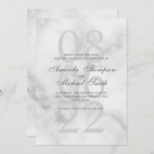 Classy Marmer Elegant Bruiloft Save the Date (Voorkant / Achterkant)
