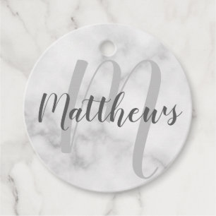Classy Marmer Gepersonaliseerd Monogram & Familien Bedankjes Labels