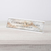 Classy marmer look elegante naam en titel bureau naambordje (Voorkant)