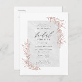 Classy Marmer & Roos Gold Branches Vrijgezellenfee Uitnodiging Briefkaart (Voorkant / Achterkant)