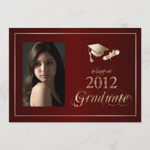 Classy Maroon and Gold 2012 Afstuderen Foto Uitnod Kaart