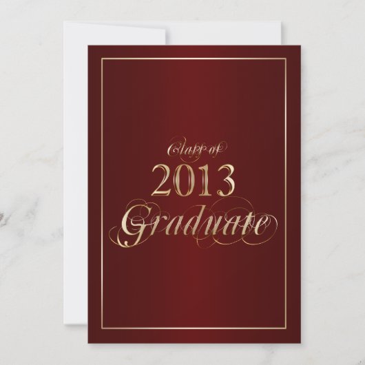 Classy Maroon en Gold 2013 Afstuderen uitnodiging (Voorkant)