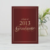 Classy Maroon en Gold 2013 Afstuderen uitnodiging (Staand voorkant)