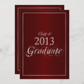 Classy Maroon en Silver 2013 Afstuderen uitnodigin Kaart (Voorkant / Achterkant)