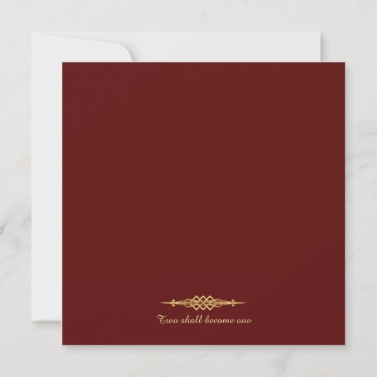 Classy Maroon Rood Goud Lijst Huwelijksuitnodiging Kaart (Achterkant)