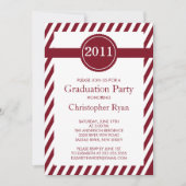 Classy Maroon Stripes Afstuderen Invitation Kaart (Voorkant)
