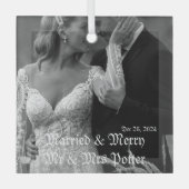 Classy Married & Merry Glass Ornament voor Kerstmi (Voorkant)