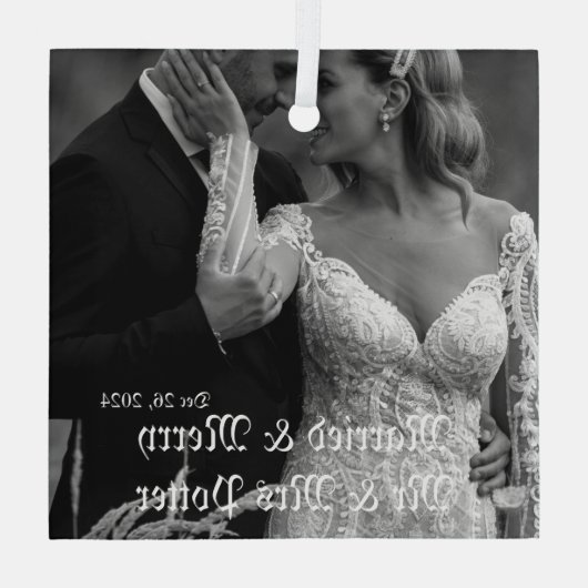 Classy Married & Merry Glass Ornament voor Kerstmi (Achterkant)