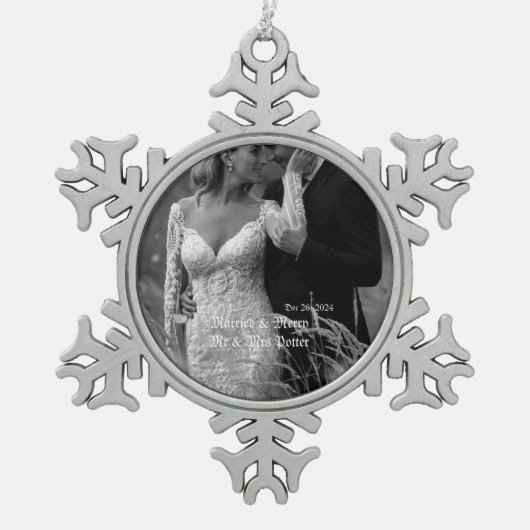 Classy Married & Merry Glass Ornament voor Kerstmi (Voorkant)