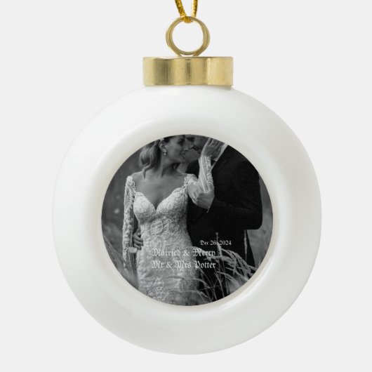 Classy Married & Merry Glass Ornament voor Kerstmi (Voorkant)