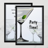 Classy Martini Cocktails Party Invitation Kaart (Voorkant / Achterkant)