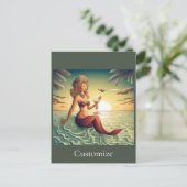 Classy Martini Zeemeermin Thunder_Cove Briefkaart (Staand voorkant)