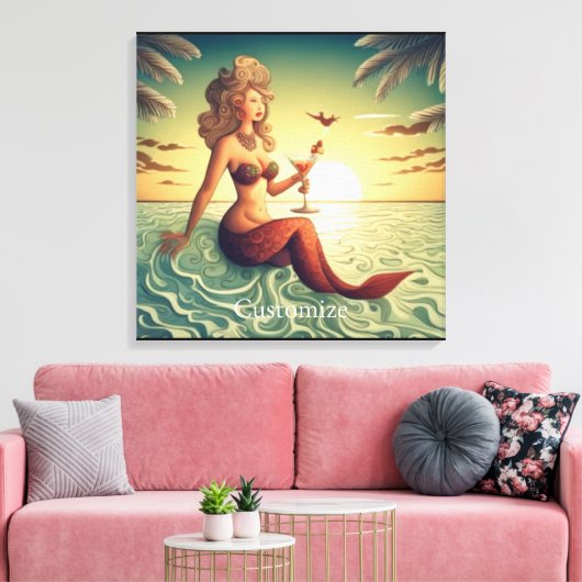 Classy Martini Zeemeermin Thunder_Cove Canvas Afdruk (Insitu (Woonkamer))