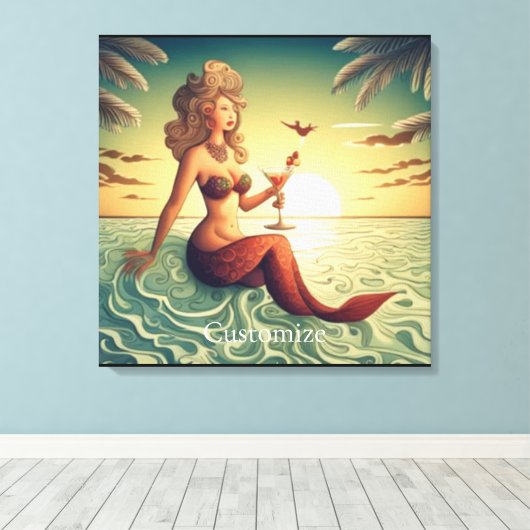 Classy Martini Zeemeermin Thunder_Cove Canvas Afdruk (Insitu (Houten vloer))